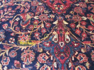 white knots in oriental rugs